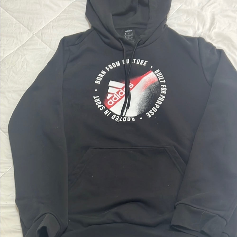 Adidas Black Graphic Hoodie Sweatshirt #104